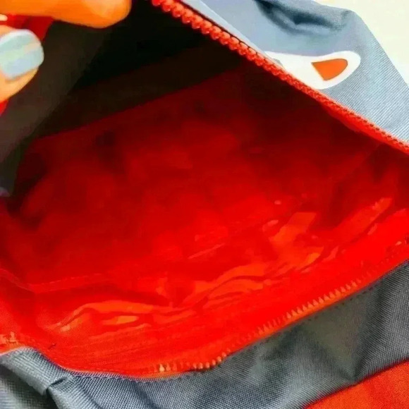 NWT Champion Manuscript Red & Navy Grid Laptop Large Unisex Backpack - Picture 4 of 12